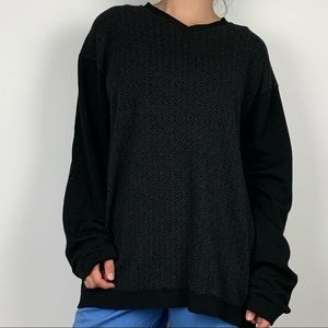 Claiborne Black Diamond V-Neck Grandpa Sweater